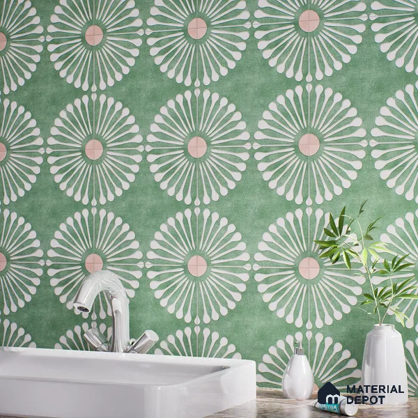 Floral Wall Tile TL 07245 B Plana 4004 Granula 1 ft x 1 ft Ceramic Matte Finish - 9 mm  | 2 mm Spacer is Mandatory | Please Expect a Slight Variation of Pattern (Sample)